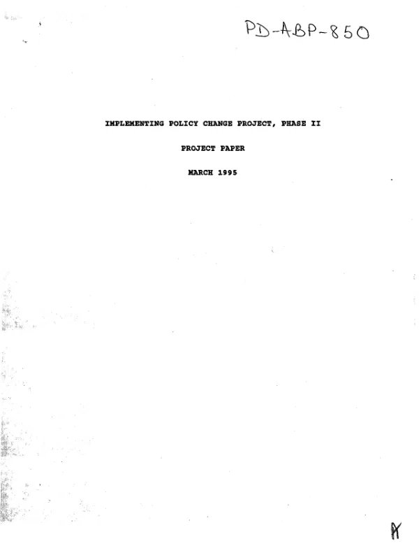 Implementing policy change project, phase II