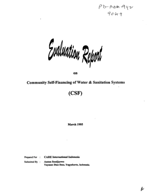 Evaluation report on community self-financing of water and sanitation systems (CSF)