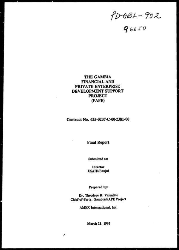 The Gambia : financial and private enterprise development support project (FAPE) -- final report