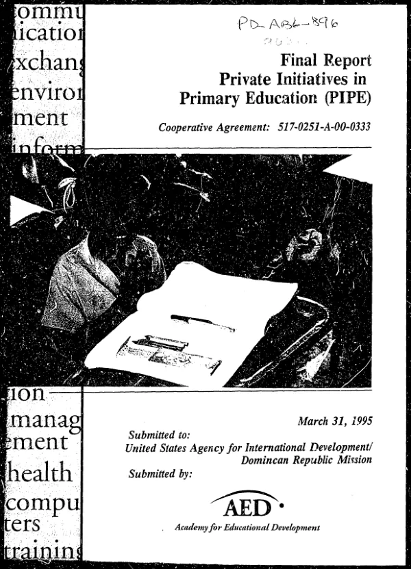Final report : private initiatives in primary education (PIPE)