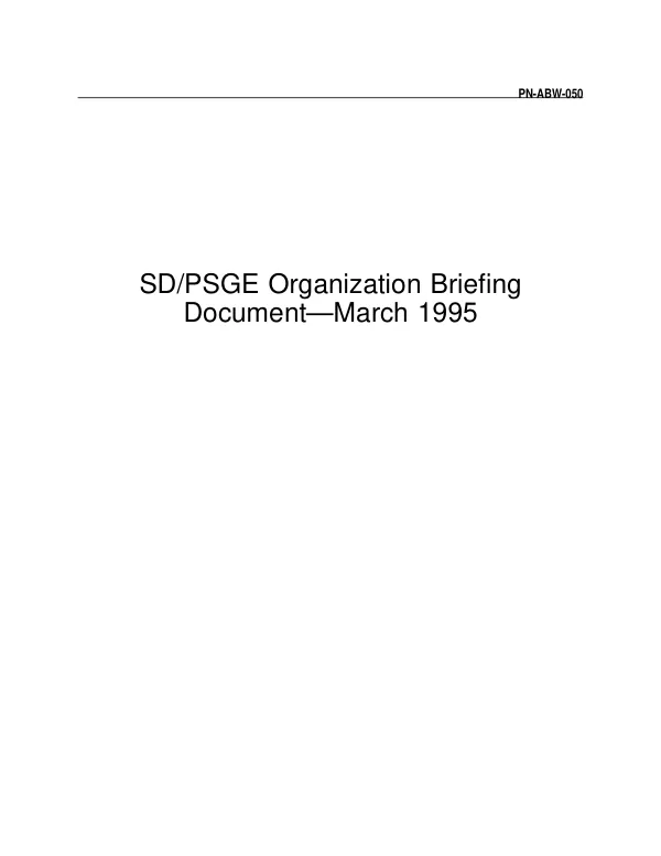 SD/PSGE organization briefing document