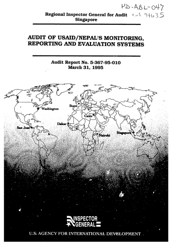 Audit of USAID/Nepal"s monitoring, reporting and evaluation systems