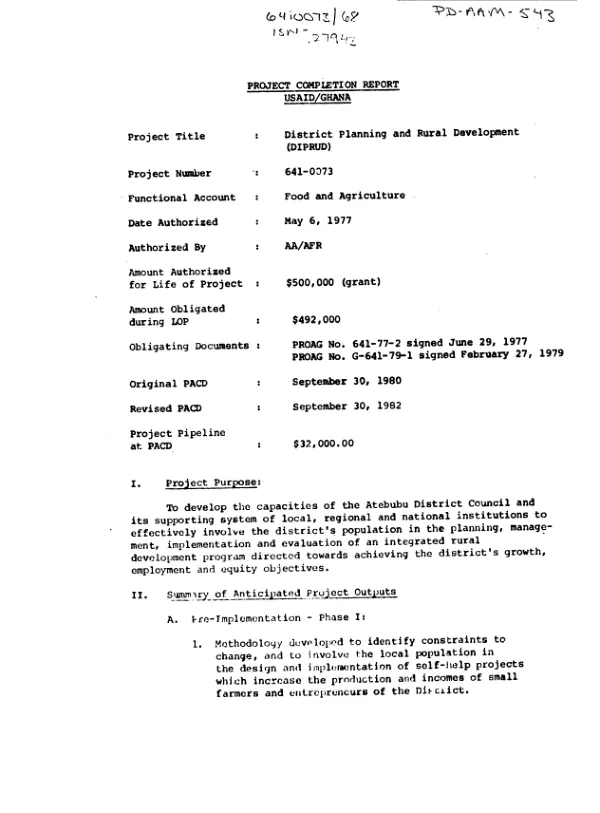 District planning and rural development (DIPRUD)