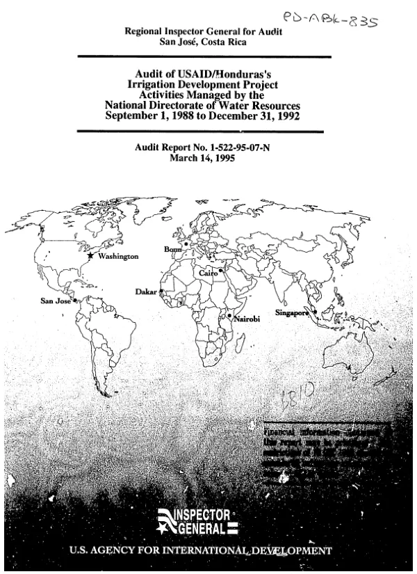 Audit of USAID/Honduras"s irrigation development project activities managed by the National Directorate of Water Resources, September 1, 1988 to December 31, 1992