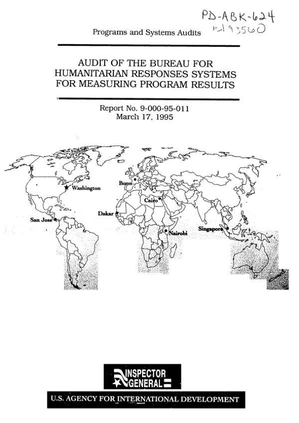 Audit of the Bureau for Humanitarian Response"s systems for measuring program results
