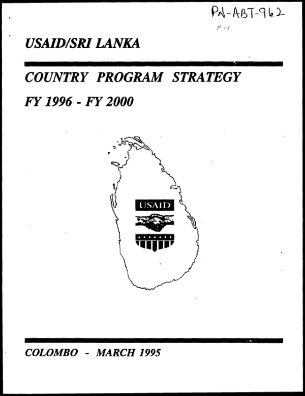 USAID/Sri Lanka : country program strategy, FY 1996-FY 2000