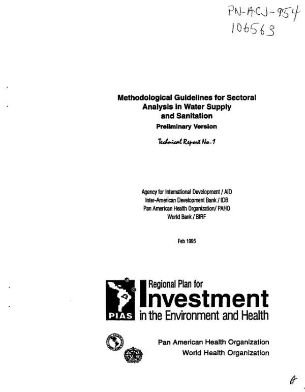 Methodological guidelines for sectoral analysis in water supply and sanitation