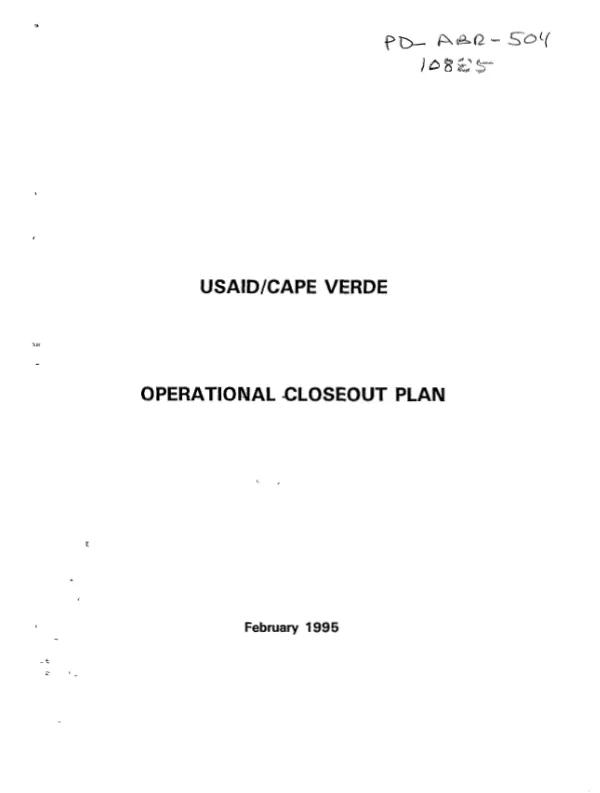 USAID/Cape Verde operational closeout plan