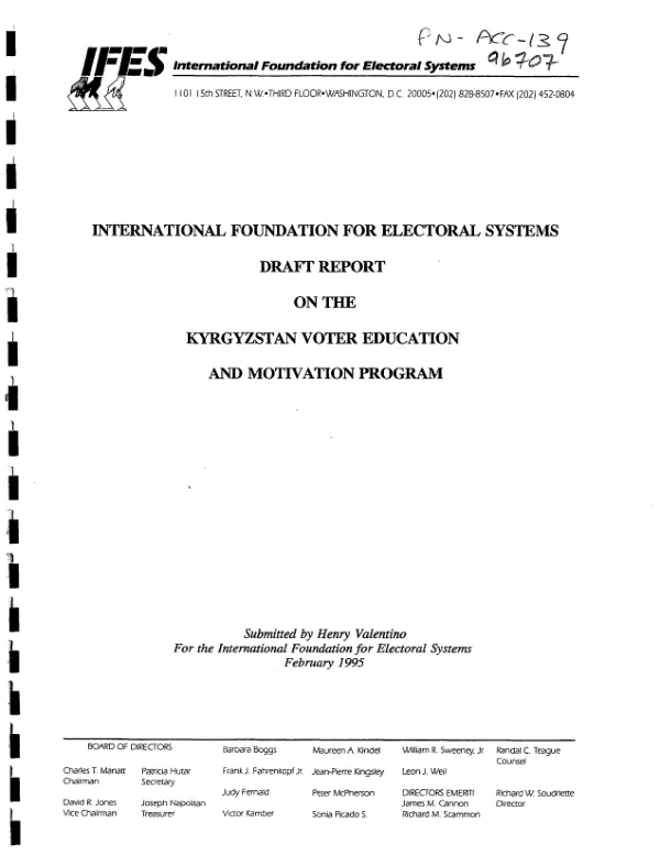 Draft report on the Kyrgyzstan voter education and motivation program