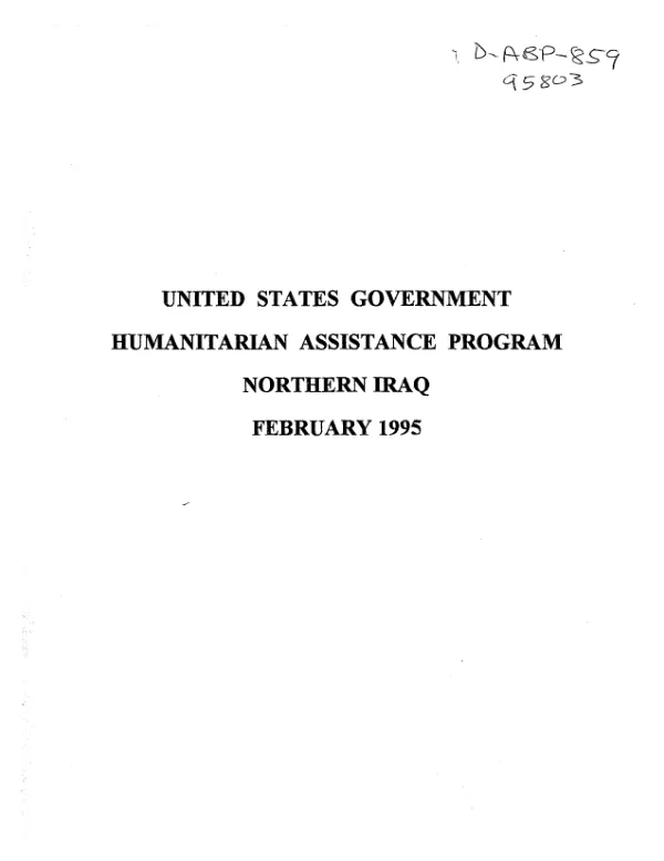 United States Government humanitarian assistance program : Northern Iraq