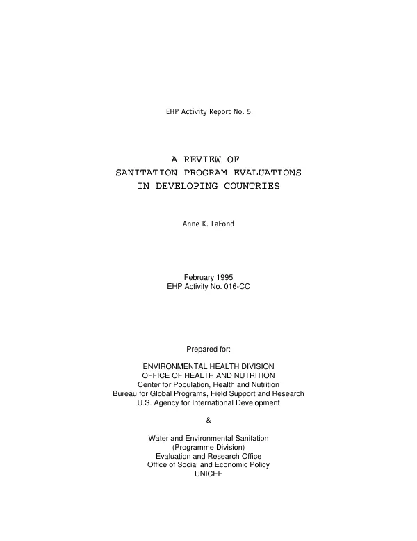 Review of sanitation program evaluations in developing countries
