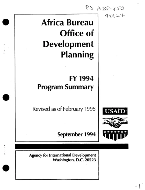Africa Bureau, Office of Development Planning : FY 1994 program summary