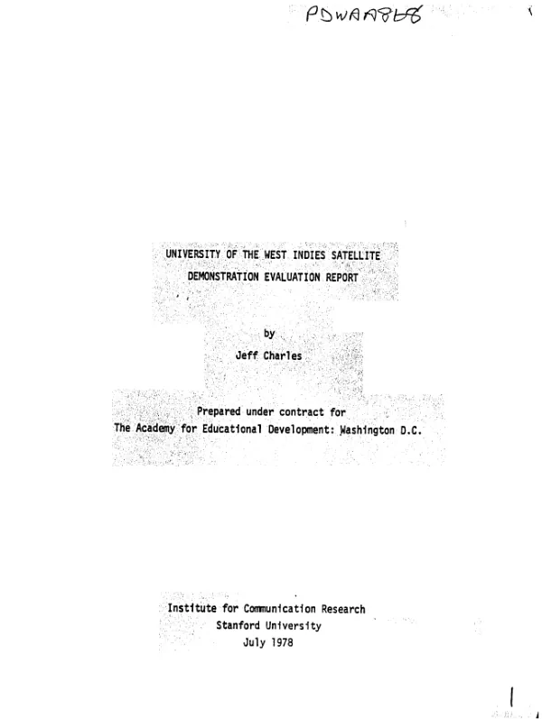 University of the West Indies satellite demonstration evaluation report