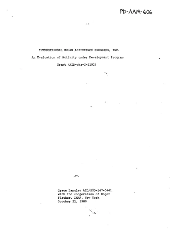 Evaluation of activity under development program