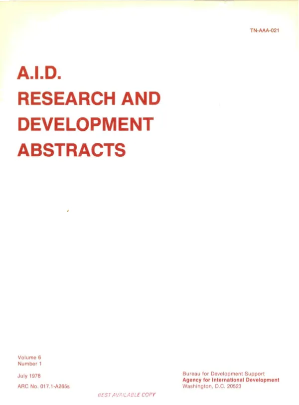 A.I.D. research and development abstracts [ARDA], v. 6, no. 1