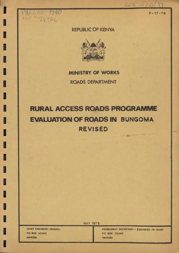Rural access roads programme : evaluation of roads in Bungoma, revised