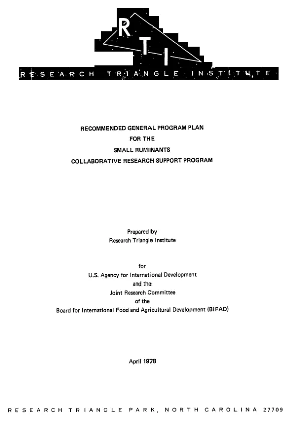 Recommended general program plan for the small ruminants collaborative research support program