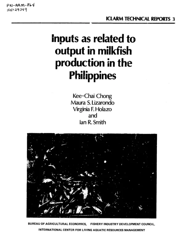 Inputs as related to output in milkfish production in the Philippines