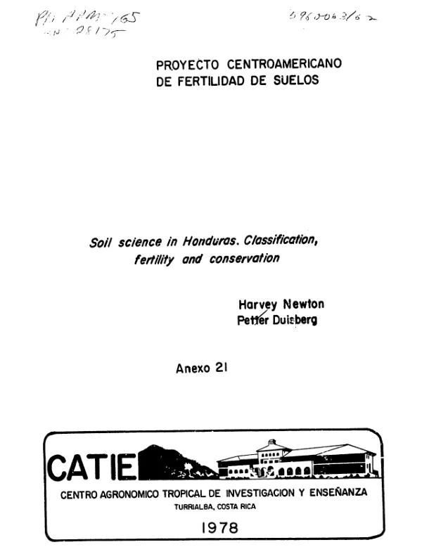 Soil science in Honduras : classification, fertility and conservation
