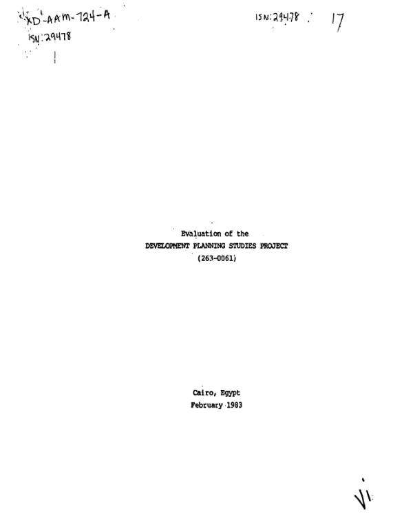 Evaluation of the Development Planning Studies Project