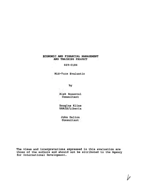 Economic and financial management and training project : mid-term evaluation