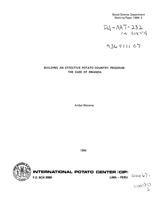 Building an effective potato country program : the case of Rwanda