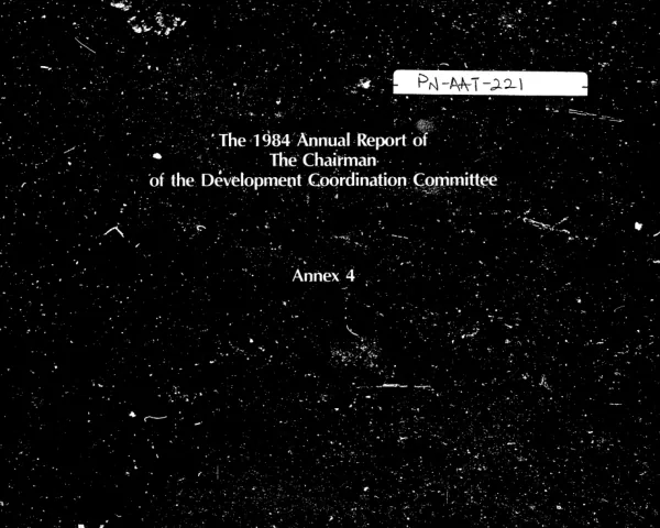 1984 annual report of the chairman of the Development Coordination Committee : annex 4