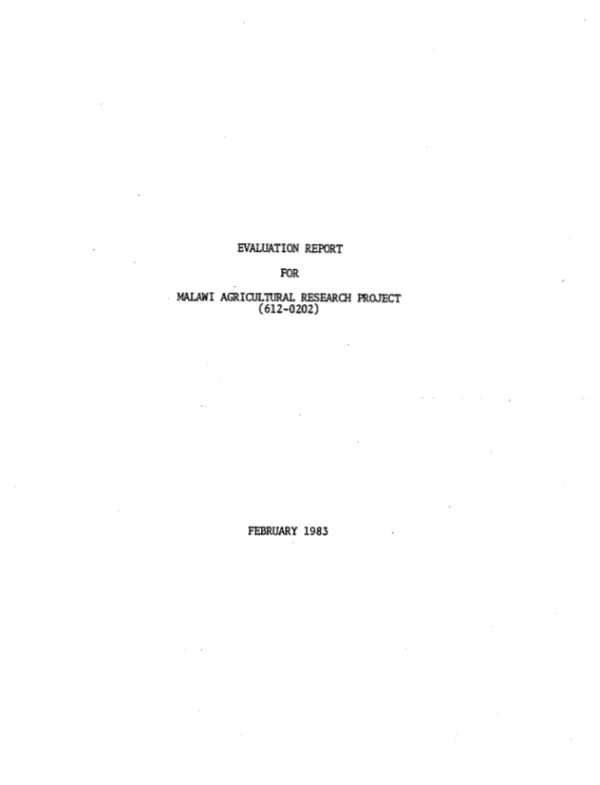 Evaluation report for Malawi agricultural research project