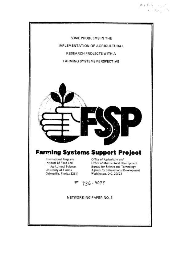 Some problems in the implementation of agricultural research projects with a farming systems perspective