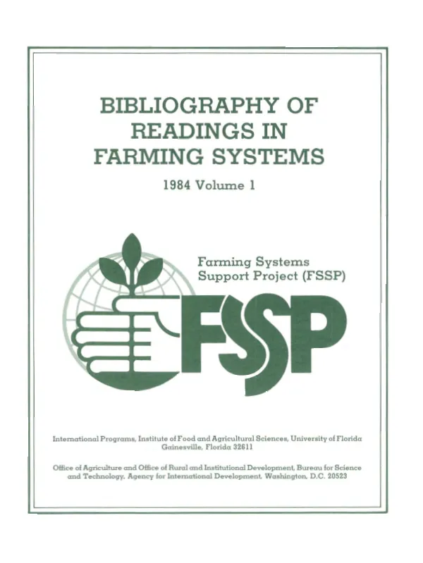 Bibliography of readings in farming systems : 1984, volume 1