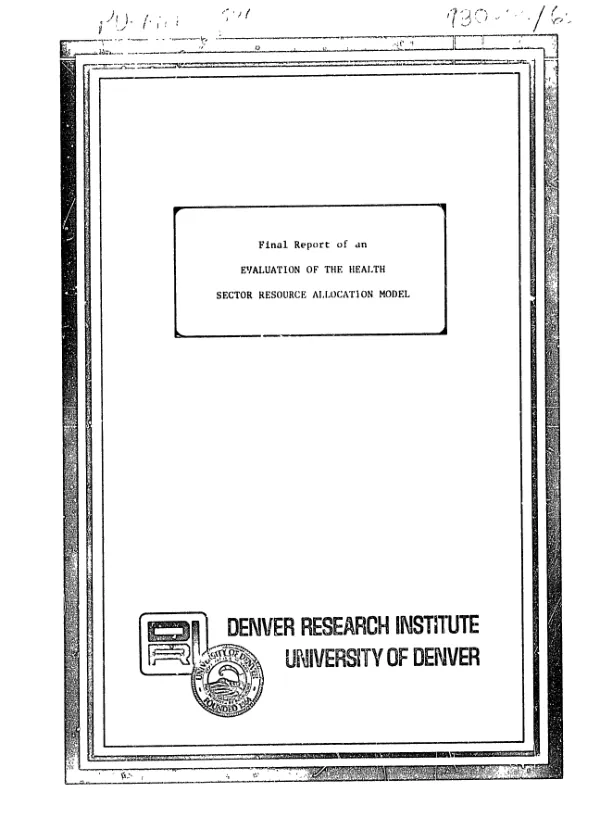 Final report of an evaluation of the health sector resource allocation model