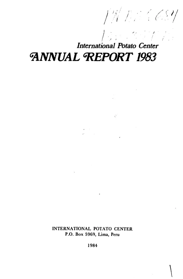 International Potato Center : annual report 1983