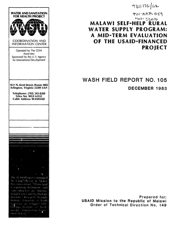 Malawi self-help rural water supply program : a mid-term evaluation of the USAID-financed project