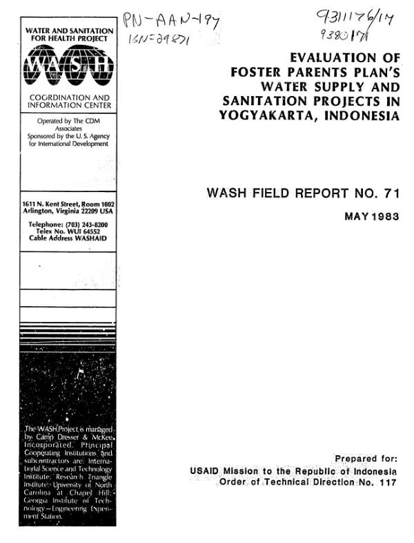 Evaluation of Foster Parents Plan's water supply and sanitation projects in Yogyakarta, Indonesia