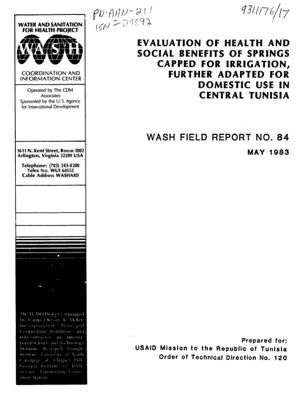 Evaluation of health and social benefits of springs capped for irrigation, further adapted for domestic use in Central Tunisia