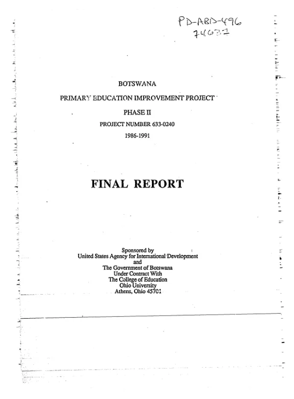 Report of a field investigation on settlement patterns and housing in the Republic of Rwanda