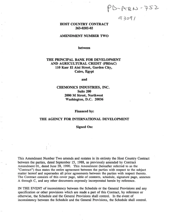 Amendment to the health sector rehabilitation project, no. 268-0305
