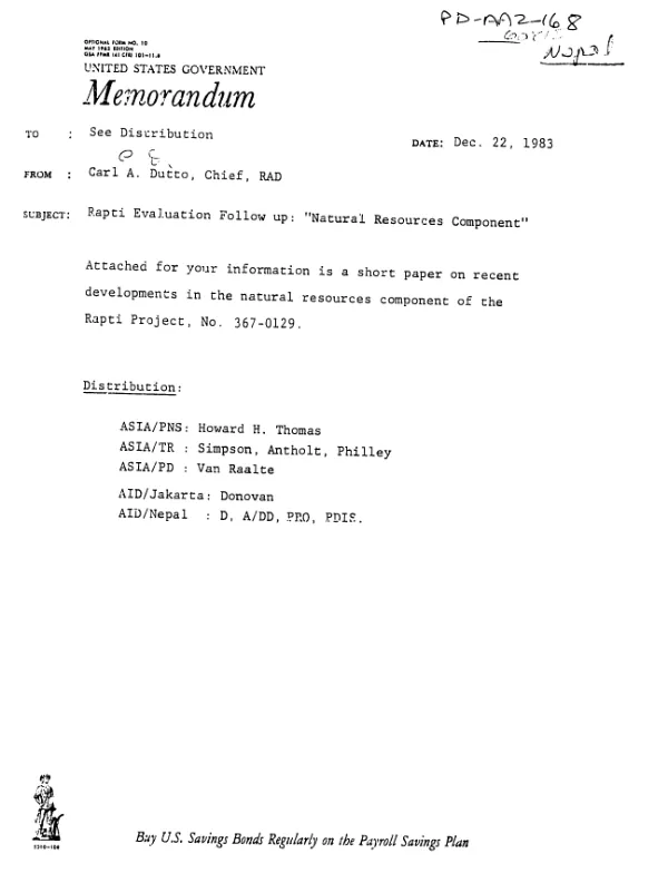 Rapti evaluation follow-up natural resource component