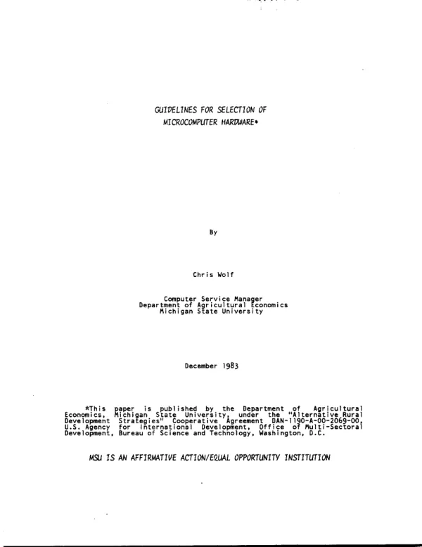 Guidelines for selection of microcomputer hardware