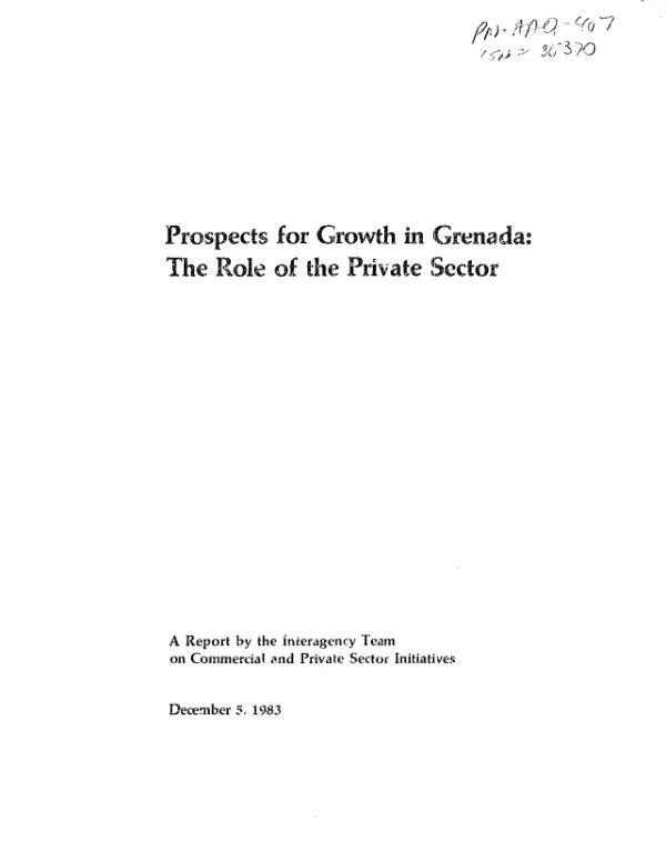Prospects for growth in Grenada : the role of the private sector
