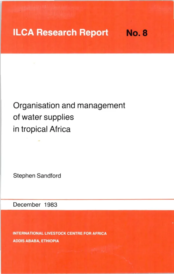 Organisation and management of water supplies in tropical Africa