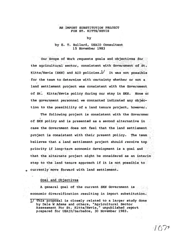 Import substitution project for St. Kitts/Nevis