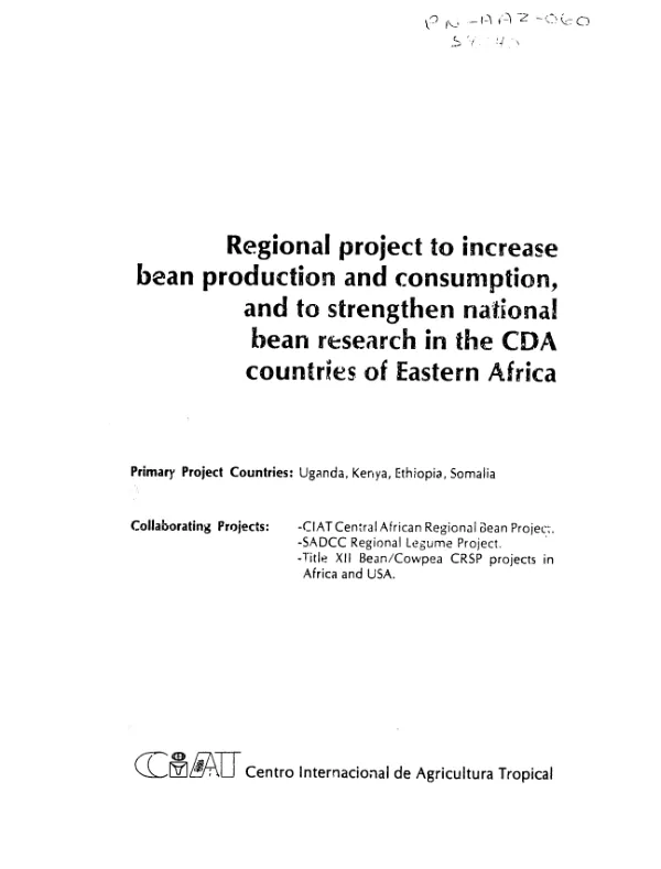 Regional project to increase bean production and consumption, and to strengthen national bean research in the CDA countries of eastern Africa