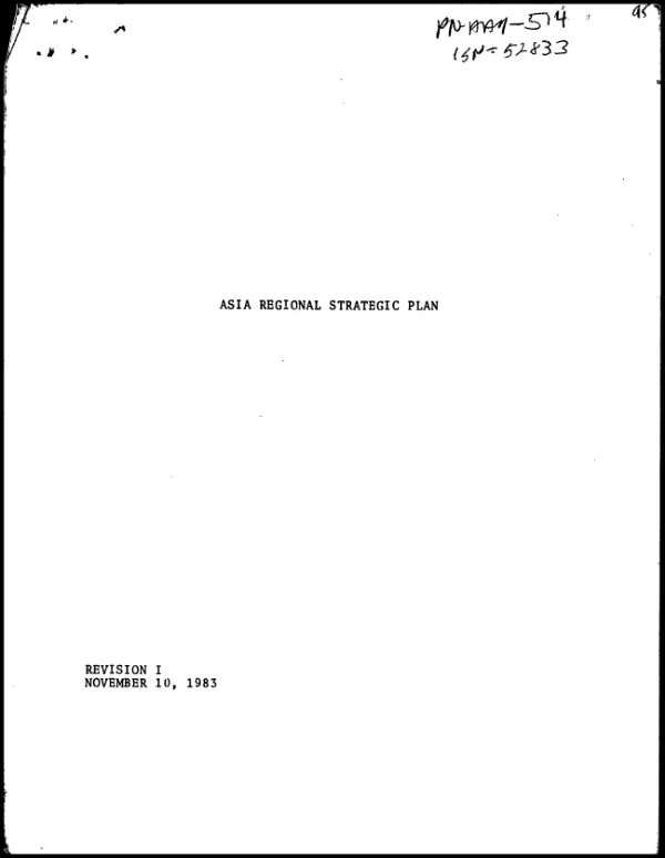 Asia regional strategic plan : revision I