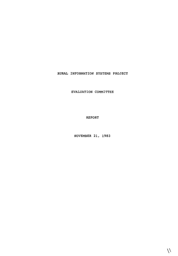 Rural information systems project : evaluation committee report