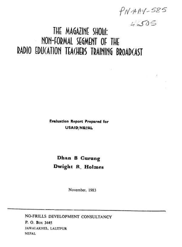 Magazine show : non-formal segment of the radio education teachers training broadcast