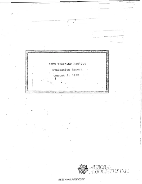 SAED training project evaluation report