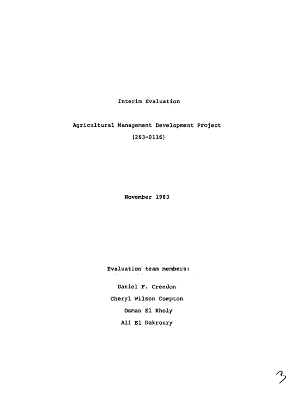 Interim evaluation : agricultural management development project