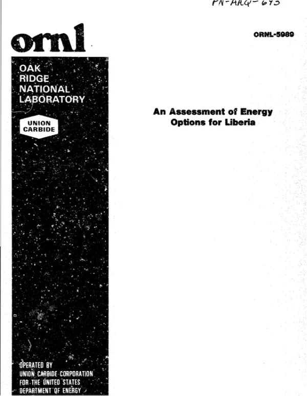 Assessment of energy options for Liberia : final report of the initial phase of the national energy assessment for Liberia, a joint project of the government of Liberia and the US Agency for International Development