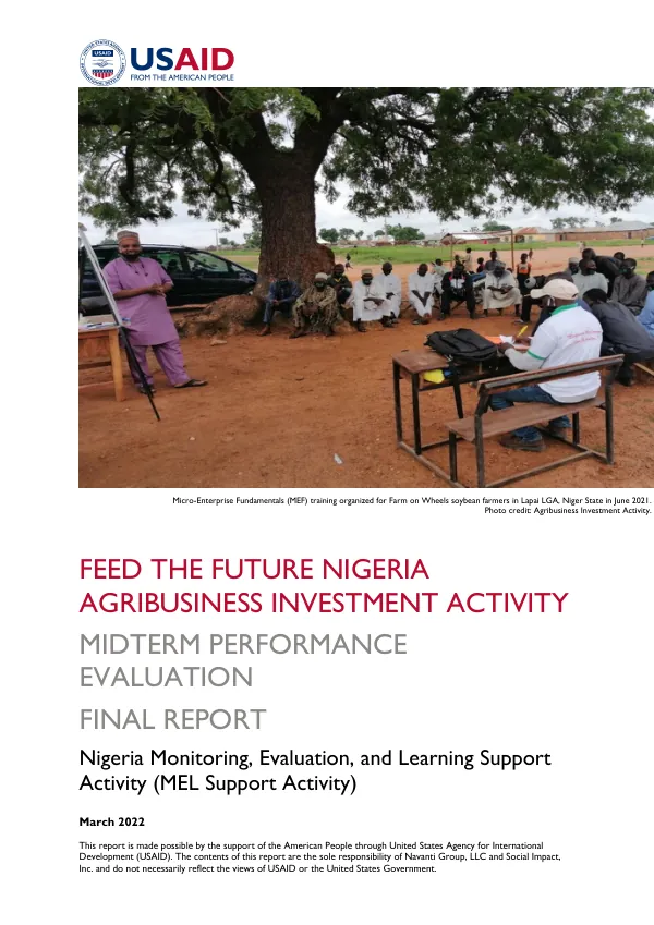 Feed the Future Agribusiness Investment Activity Midterm Performance Evaluation